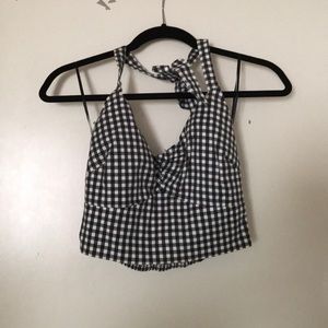 Guess Gingham tie halter